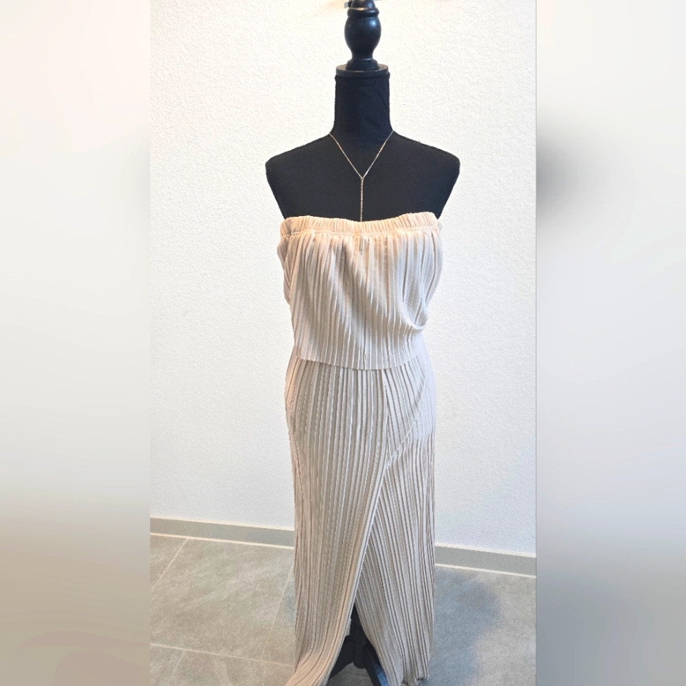 Beige Strapless Jumpsuit (L)